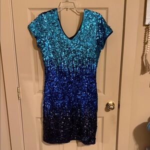 Sequin Ombre Blue Dress
